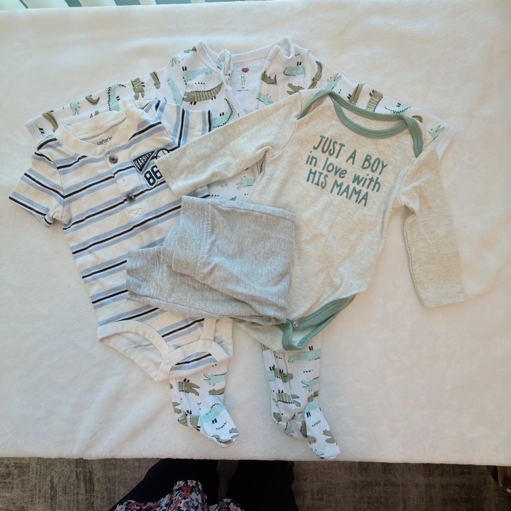 Carter's Baby Essentials Clothing Lot Boy 9M Blue Green Good Alligator Sport
